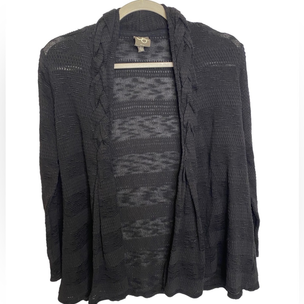 Anthropologie ONE SEPTEMBER Black Cable Knit Collared Cardigan Size Small
